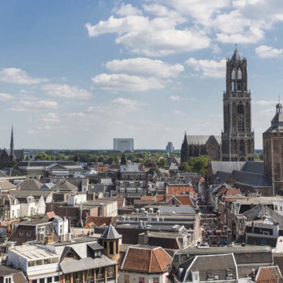 Aerial cityscape of medieval city Utrech
